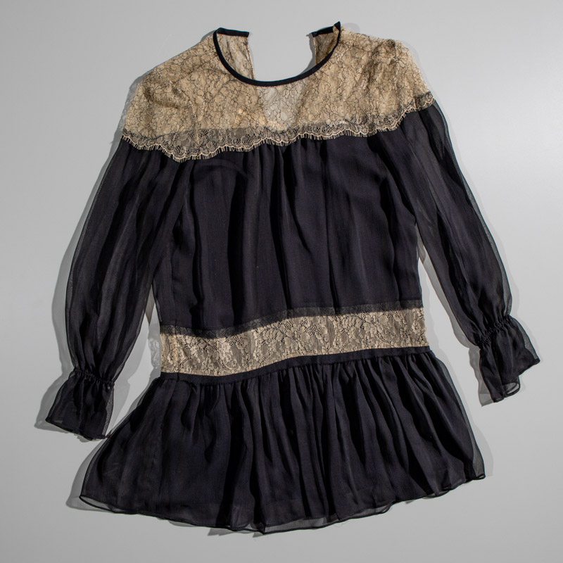 Ramy Brook Watson Dress Lace Knit Trim Silk Dress